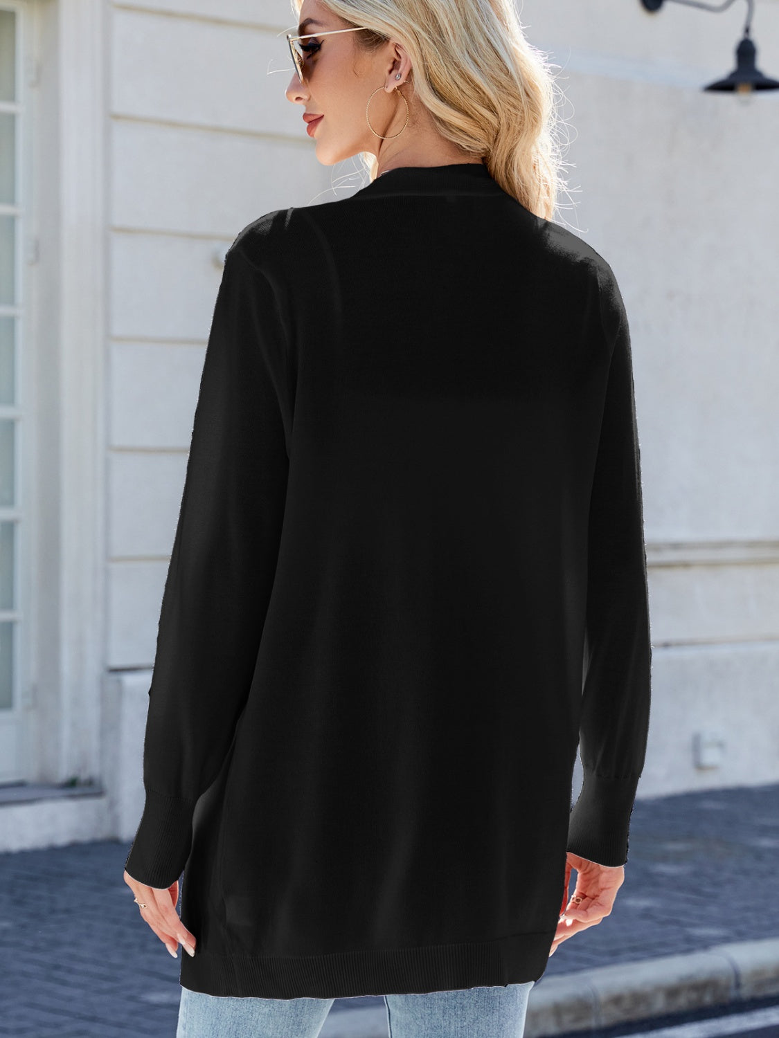 LIZAKOSHT  -  Open Front Long Sleeve Cardigan