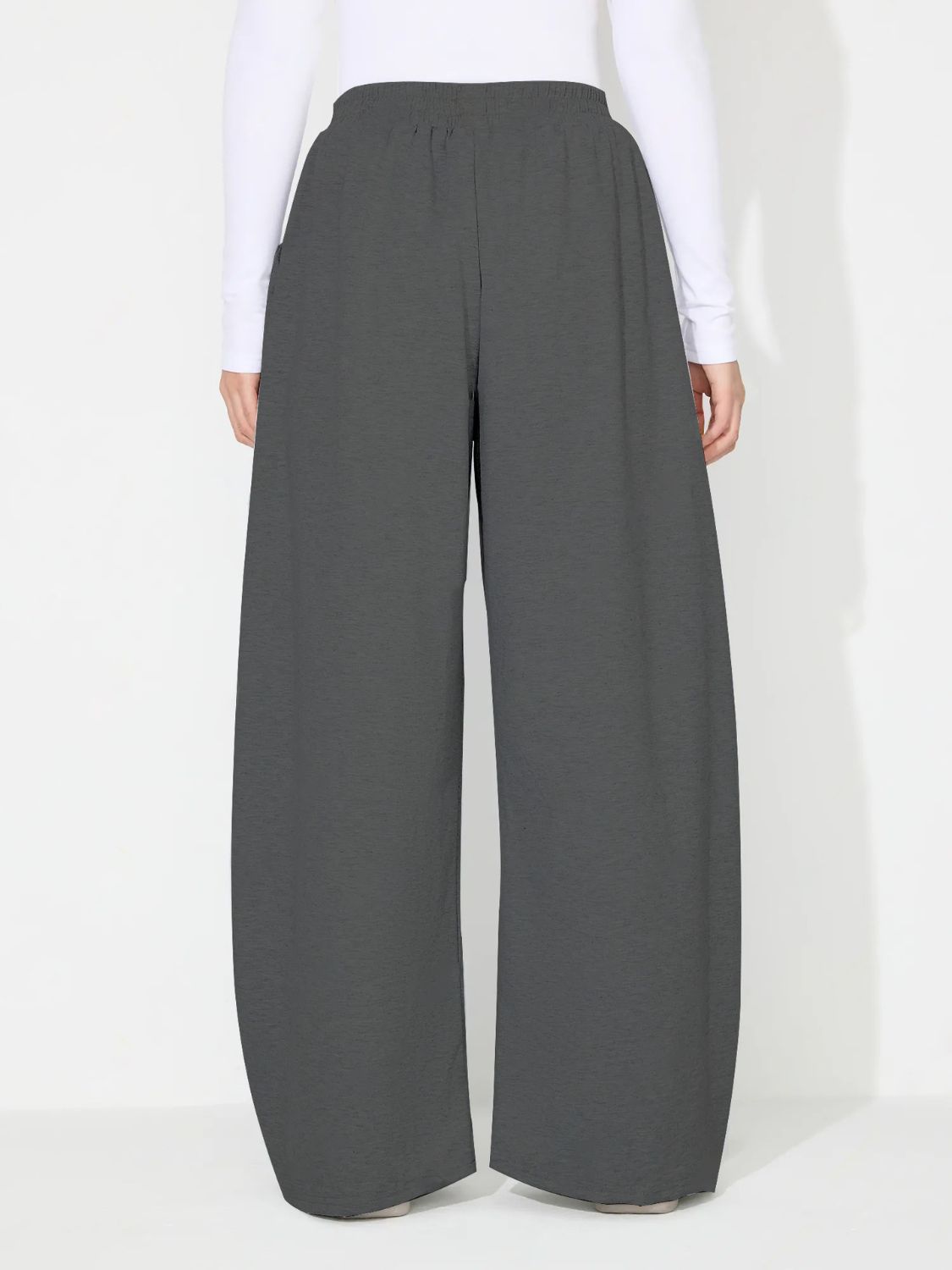 LIZAKOSHT  -  Elastic Waist Wide Leg Pants with Pockets