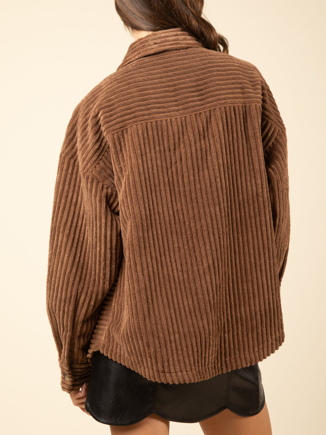 LIZAKOSHT  -  Button Up Long Sleeve Corduroy Jacket