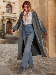 LIZAKOSHT  -  Tie Waist Long Sleeve Coat