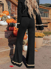 LIZAKOSHT  -  Perfee V-Neck Long Sleeve Top and Pants Set
