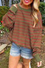 LIZAKOSHT  -  Striped Round Neck Long Sleeve Sweater