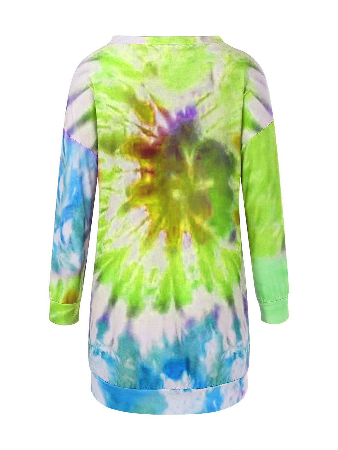 LIZAKOSHT  -  Full Size Tie-Dye Round Neck Long Sleeve Dress