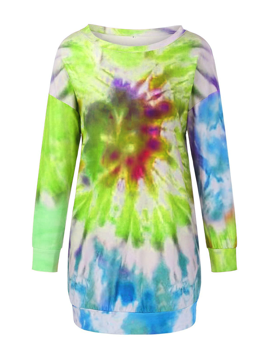 LIZAKOSHT  -  Full Size Tie-Dye Round Neck Long Sleeve Dress