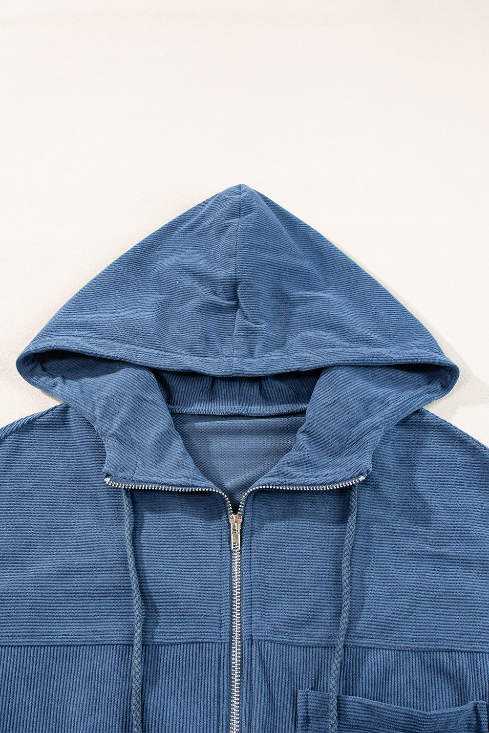 LIZAKOSHT  -  Pocketed Zip Up Long Sleeve Hooded Jacket