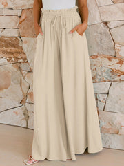 LIZAKOSHT  -  Drawstring Wide Leg Pants with Pockets