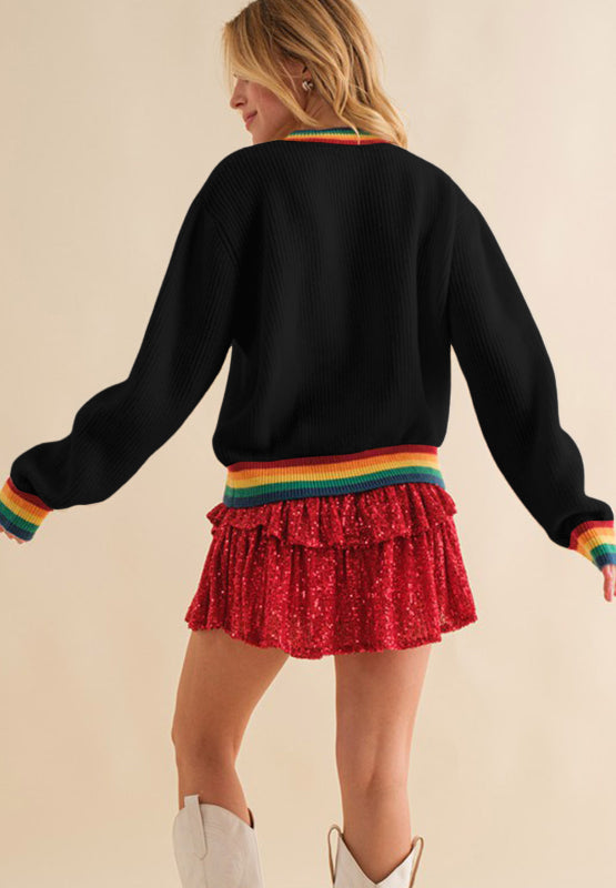 LIZAKOSHT  -  MERRY & BRIGHT Ribbed Round Neck Sweater