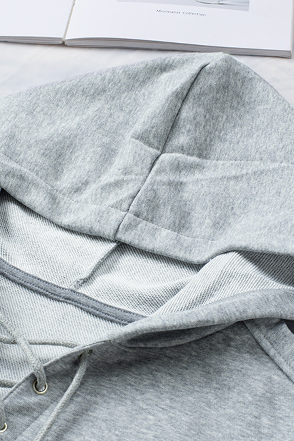 LIZAKOSHT  -  Lace Up Long Sleeve Hoodie