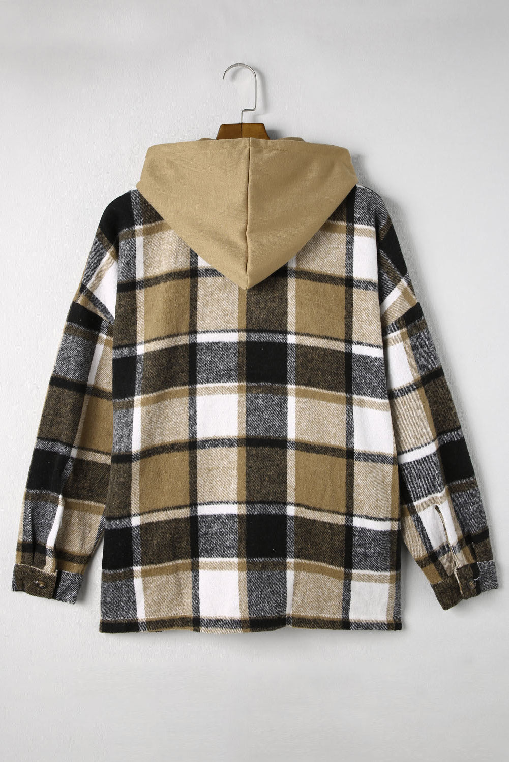 LIZAKOSHT  -  Plaid Button Up Hooded Shacket