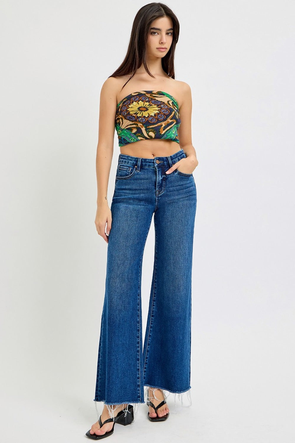 LIZAKOSHT  -  Tummy Control High Rise Wide Leg Jeans