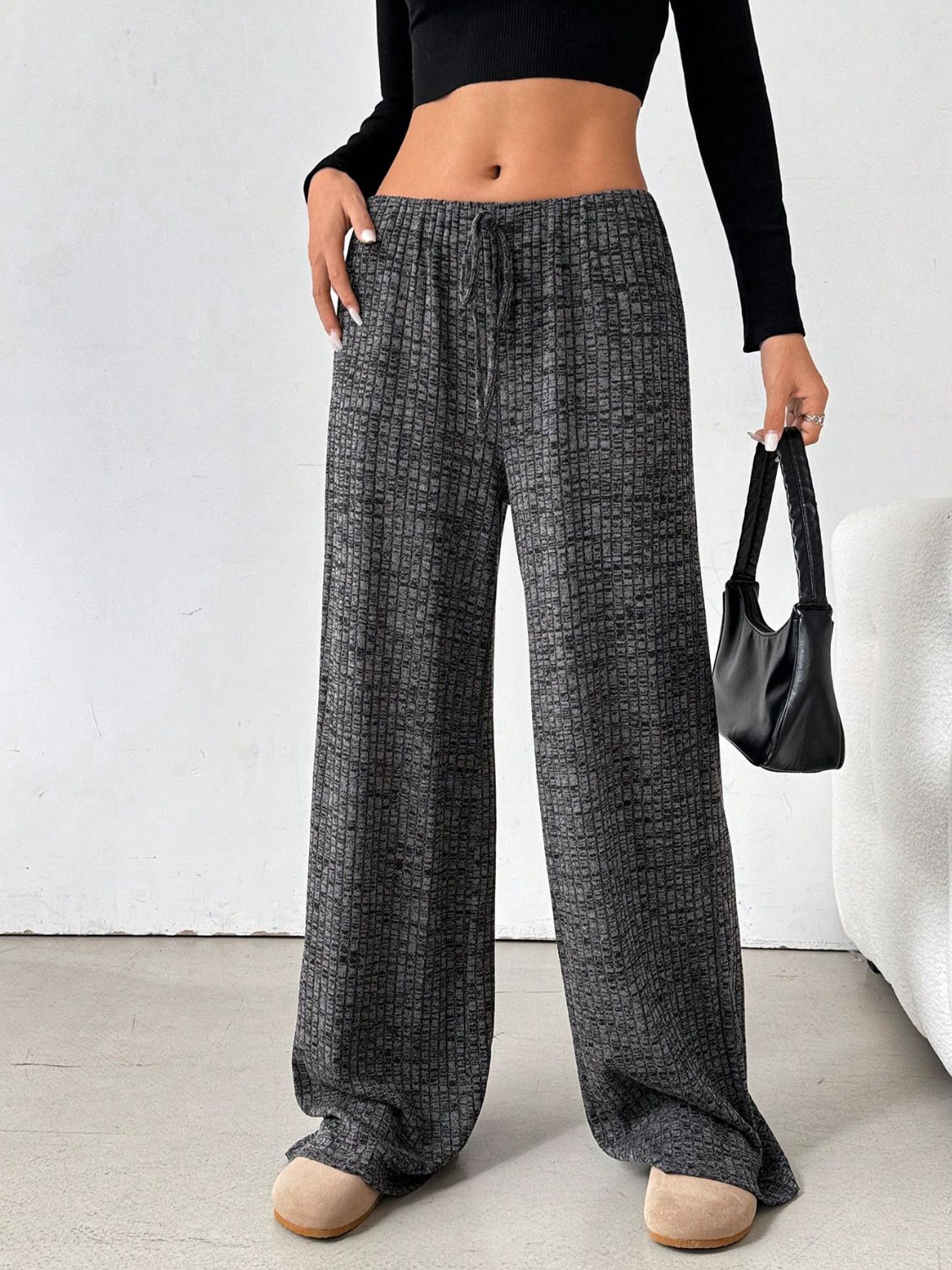 LIZAKOSHT  -  Tied Striped Wide Leg Pants