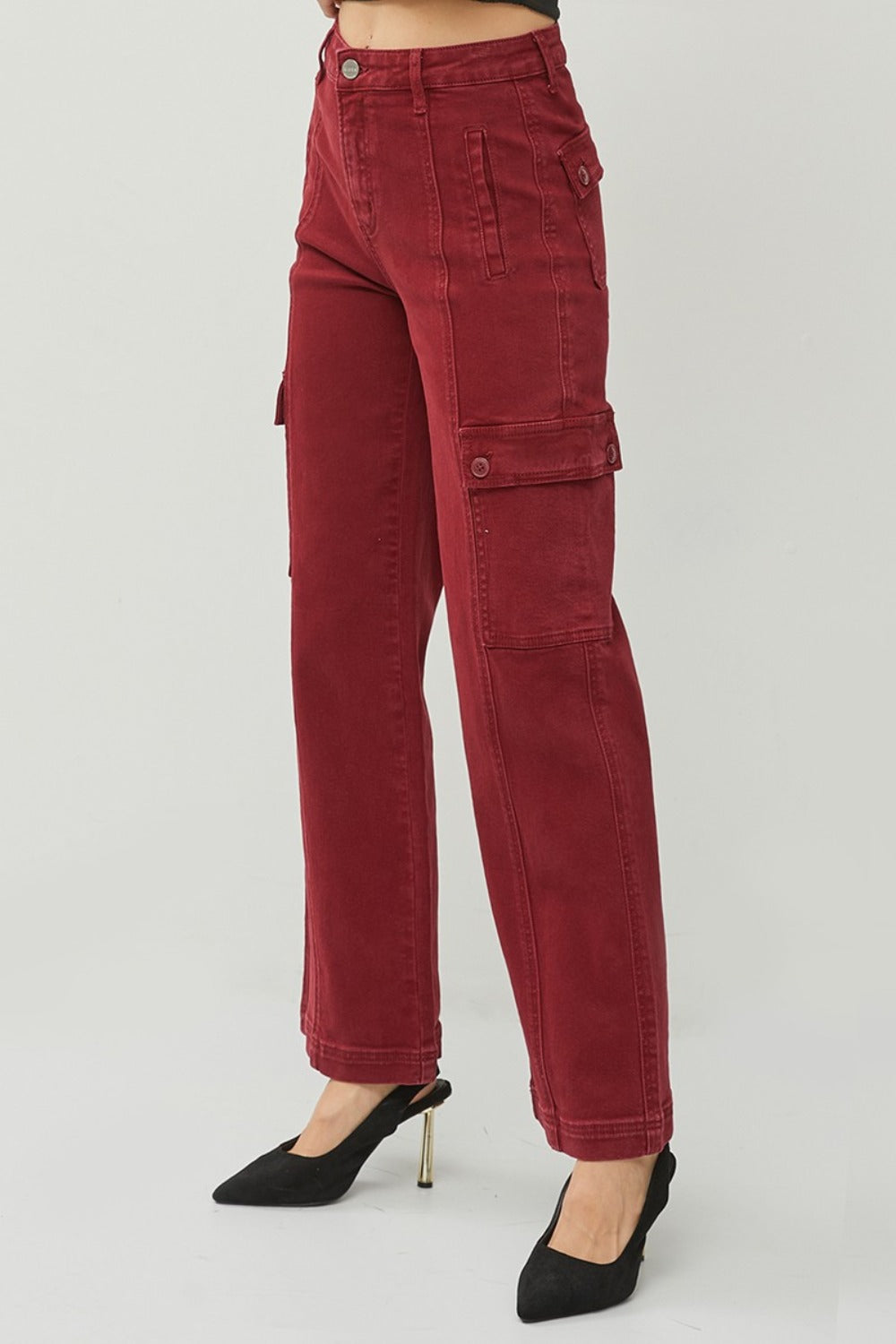 LIZAKOSHT  -  Full Size High Rise Wide Leg Cargo Jeans