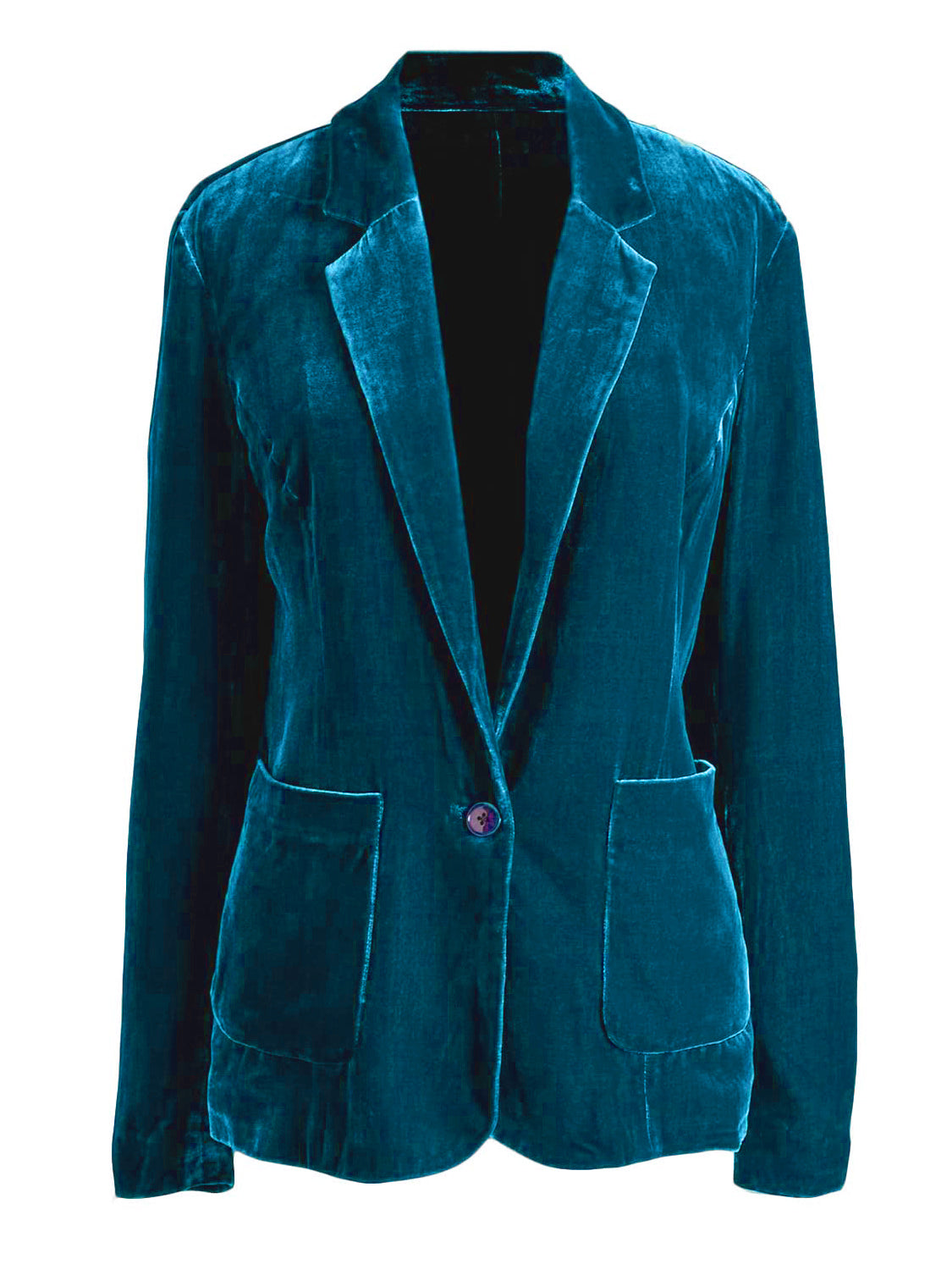 LIZAKOSHT  -  Pocketed Button Up Lapel Collar Blazer