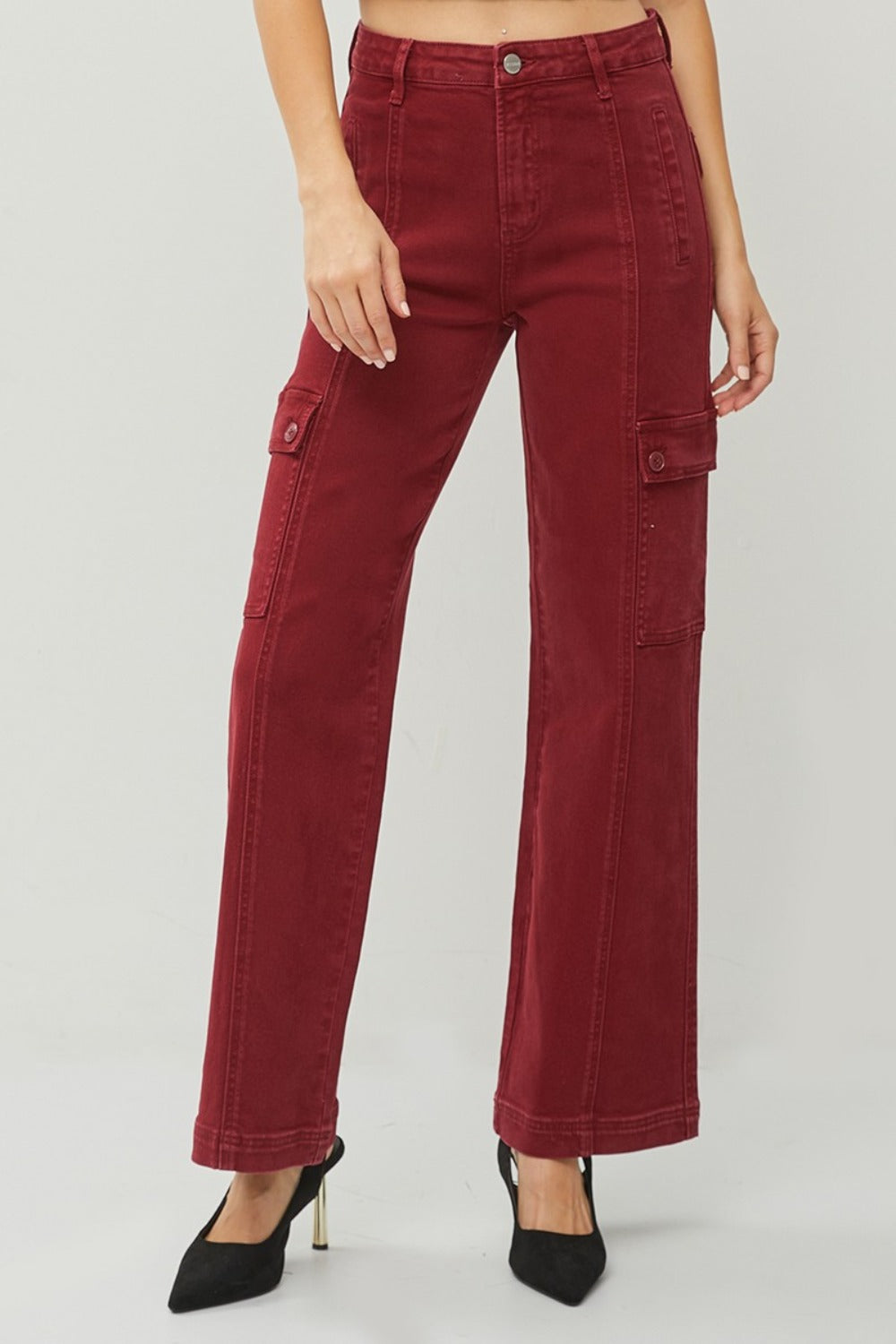 LIZAKOSHT  -  Full Size High Rise Wide Leg Cargo Jeans