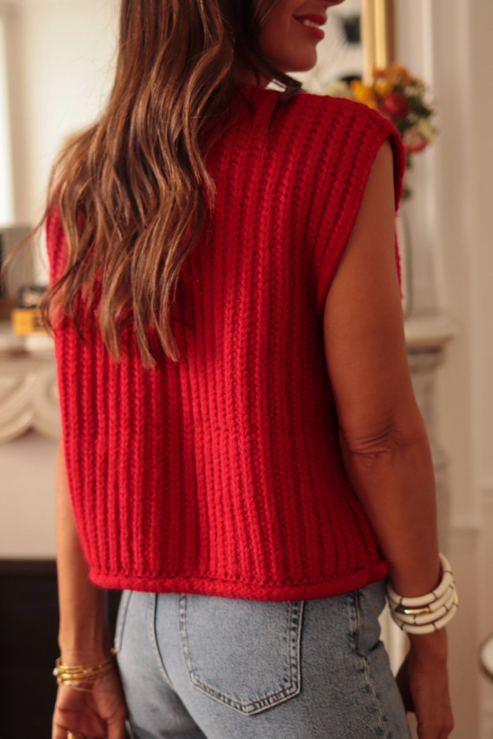 LIZAKOSHT  -  Button Down Sweater Vest with Pockets