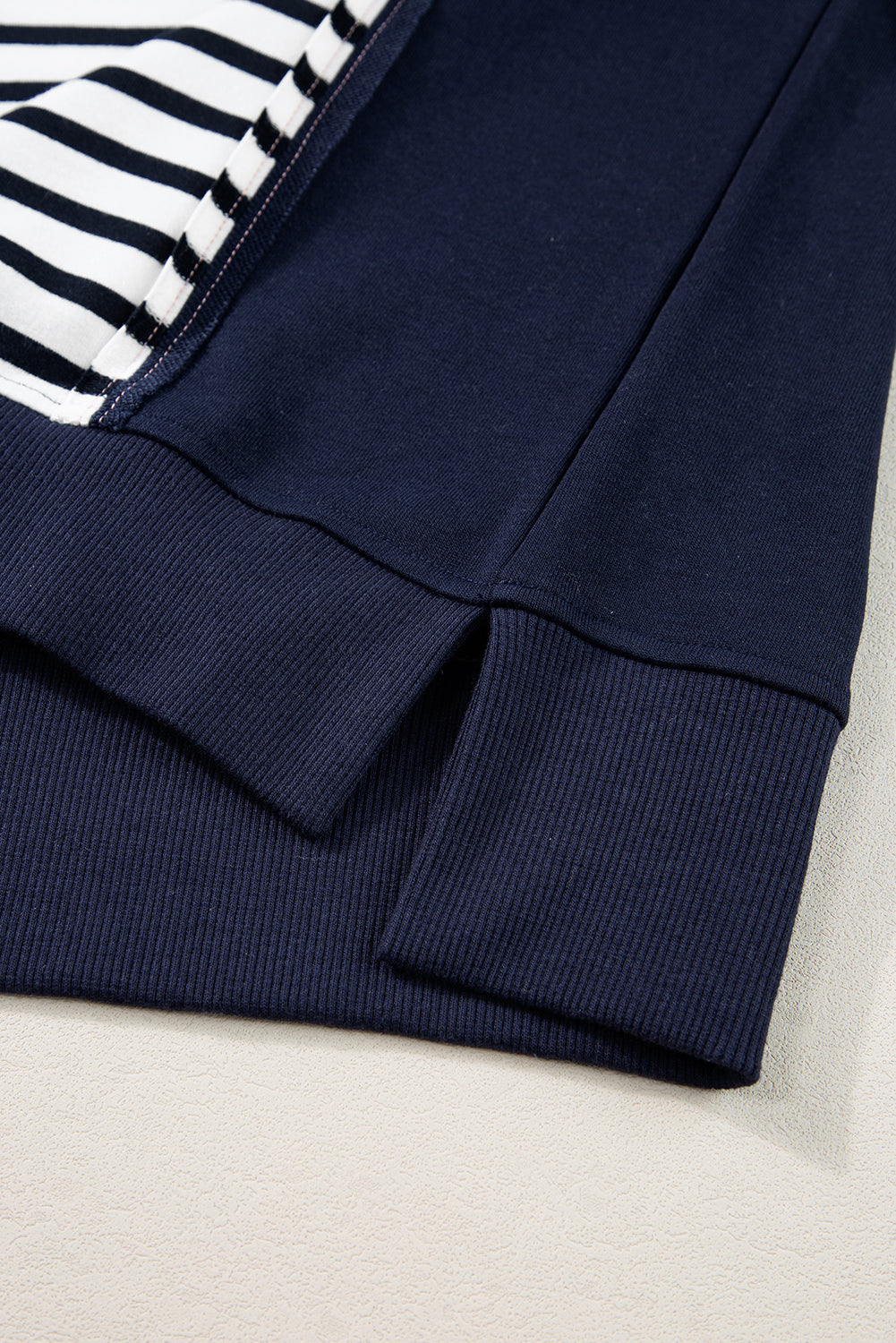 LIZAKOSHT  -  Exposed Seam Striped Long Sleeve Sweatshirt