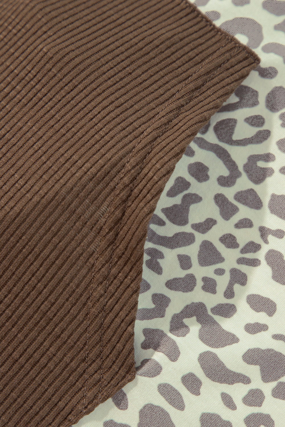 LIZAKOSHT  -  Leopard Ribbed Patchwork Drawstring Hoodie