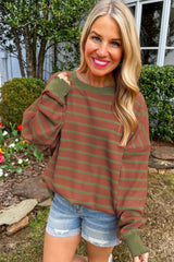 LIZAKOSHT  -  Striped Round Neck Long Sleeve Sweater