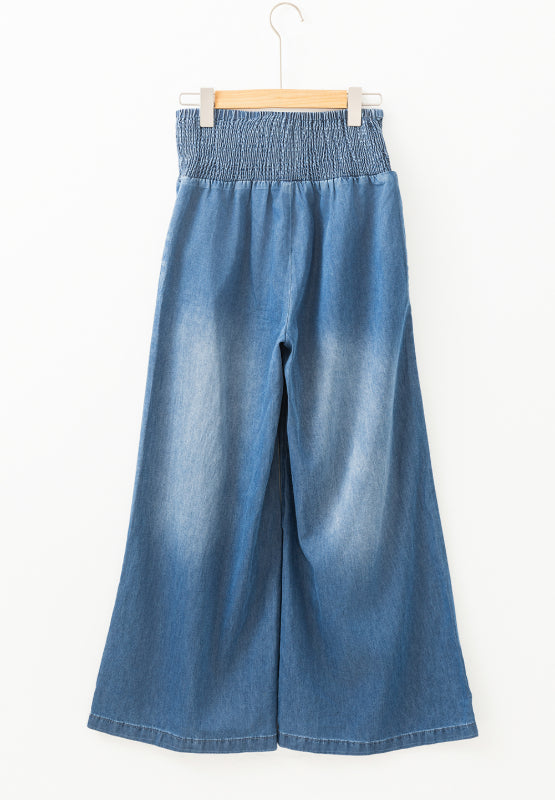 LIZAKOSHT  -  Smocked Wide Leg Jeans
