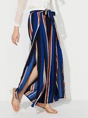 LIZAKOSHT  -  Side Slit Contrast Wide Leg Pants