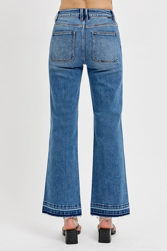 LIZAKOSHT  -  Full Size Raw Hem Ankle Bootcut Jeans Plus Size