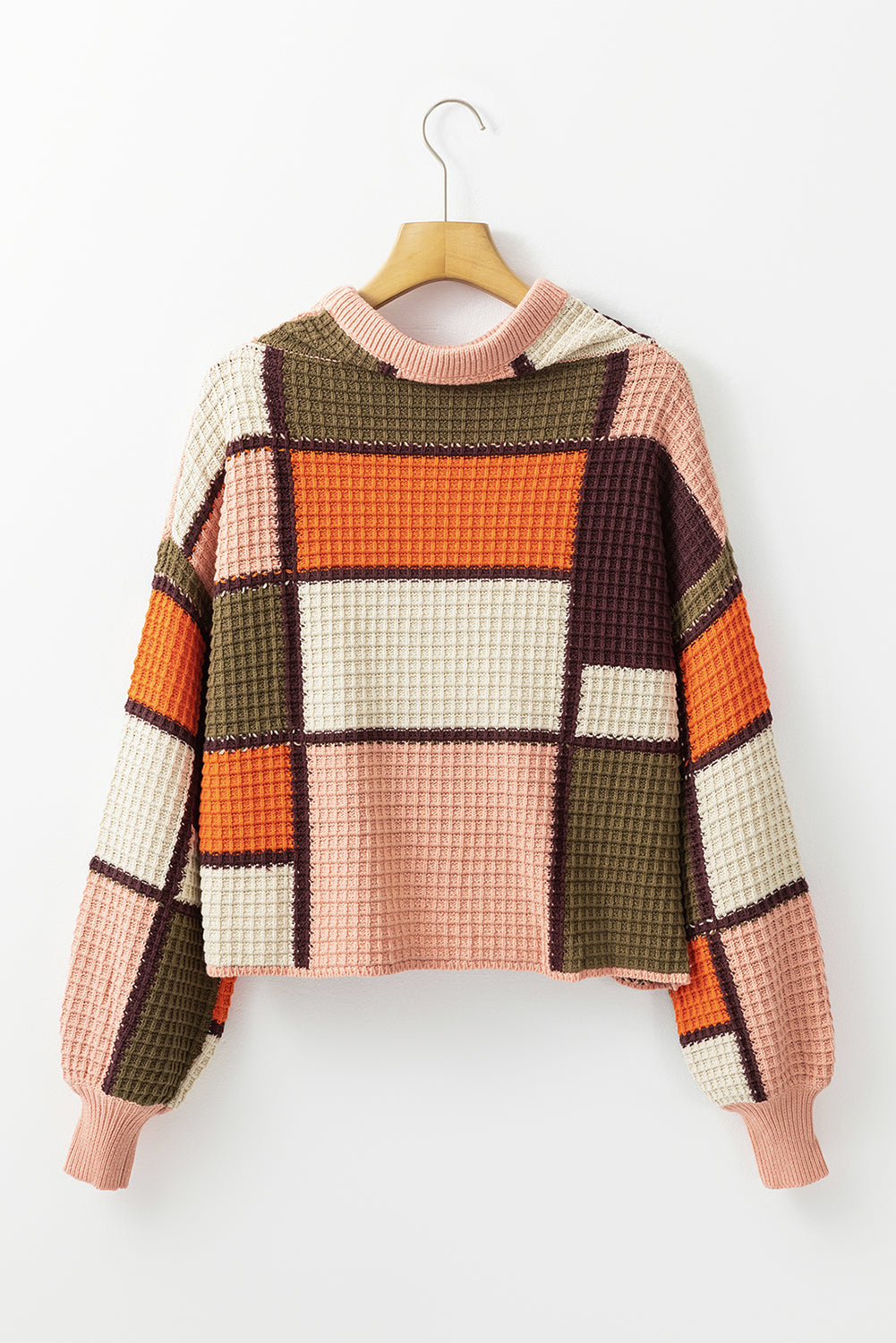 LIZAKOSHT  -  Drawstring Color Block Mock Neck Sweater