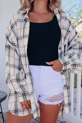 LIZAKOSHT  -  Plaid Button Up Long Sleeve Shacket