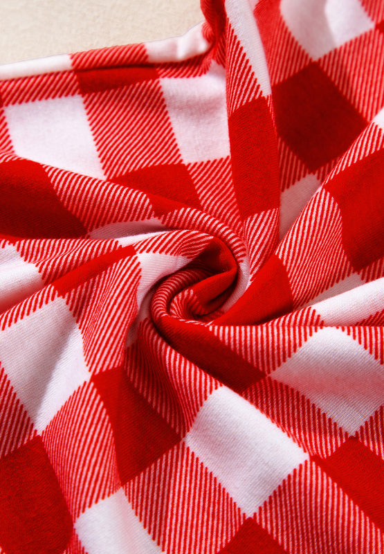 LIZAKOSHT  -  Plaid Collared Neck Long Sleeve Top and Pants Set