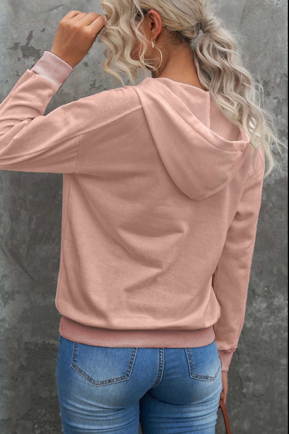 LIZAKOSHT  -  Lace Up Long Sleeve Hoodie