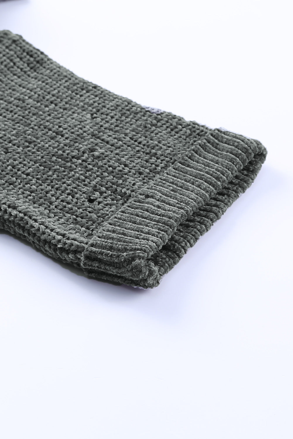 LIZAKOSHT  -  Distressed Round Neck Drop Shoulder Sweater