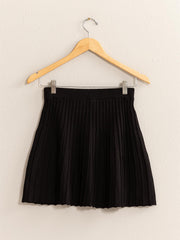 LIZAKOSHT  -  High Waist Knit Pleated Flare Mini Skirt