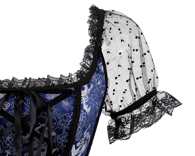 Lizakosht Summer Shirts Women Steampunk Lace Patchwork Tops Short Sleeves Stand Collar Tops Vintage Party Cocktail Gothic Retro Blouse New