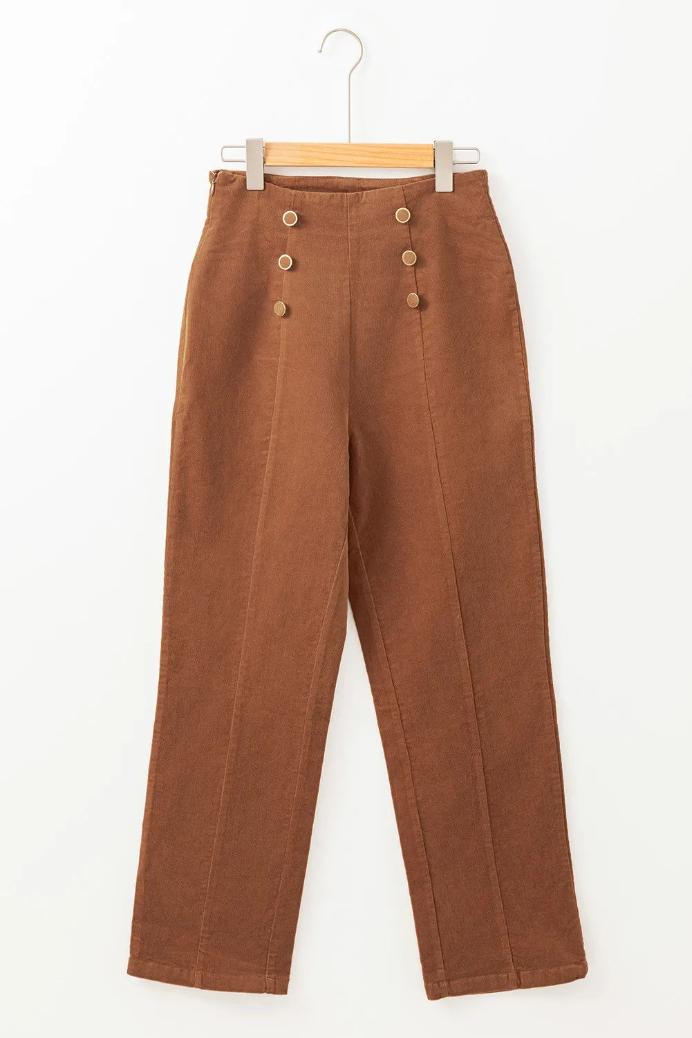 LIZAKOSHT  -  Decorative Button Straight Leg Pants