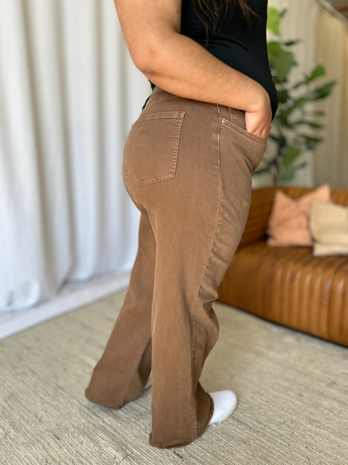 LIZAKOSHT  -  RFM Full Size High Rise Garment Dye Wide Leg Jeans