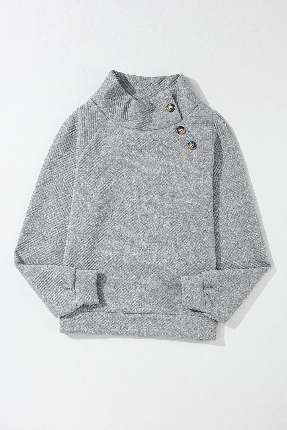 LIZAKOSHT  -  Textured Turtleneck Long Sleeve Sweatshirt