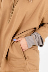 LIZAKOSHT  -  Drawstring Contrast Long Sleeve Hoodie