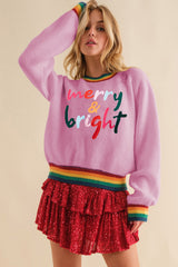 LIZAKOSHT  -  MERRY & BRIGHT Ribbed Round Neck Sweater
