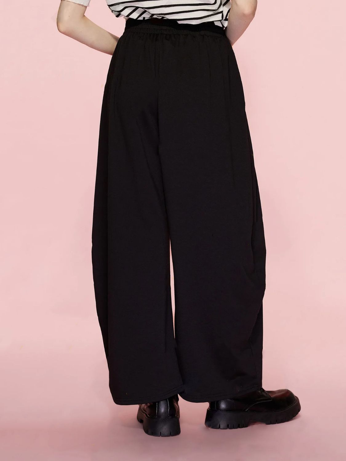 LIZAKOSHT  -  Elastic Waist Wide Leg Pants with Pockets