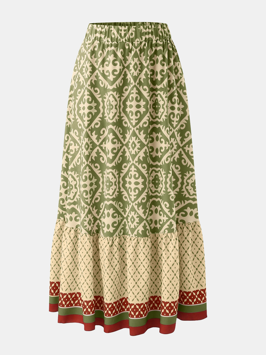 LIZAKOSHT  -  Geometric Elastic Waist Maxi Skirt