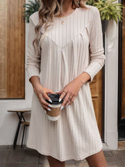 LIZAKOSHT  -  Perfee Round Neck Long Sleeve Mini Dress