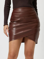 LIZAKOSHT  -  Ruched Asymmetrical Hem Skirt