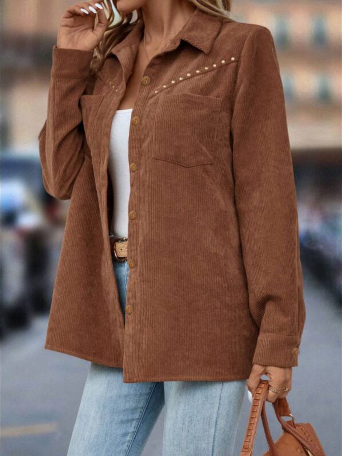 LIZAKOSHT  -  Button Down Long Sleeve Shacket