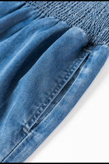 LIZAKOSHT  -  Smocked Wide Leg Jeans