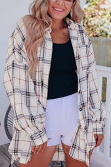 LIZAKOSHT  -  Plaid Button Up Long Sleeve Shacket