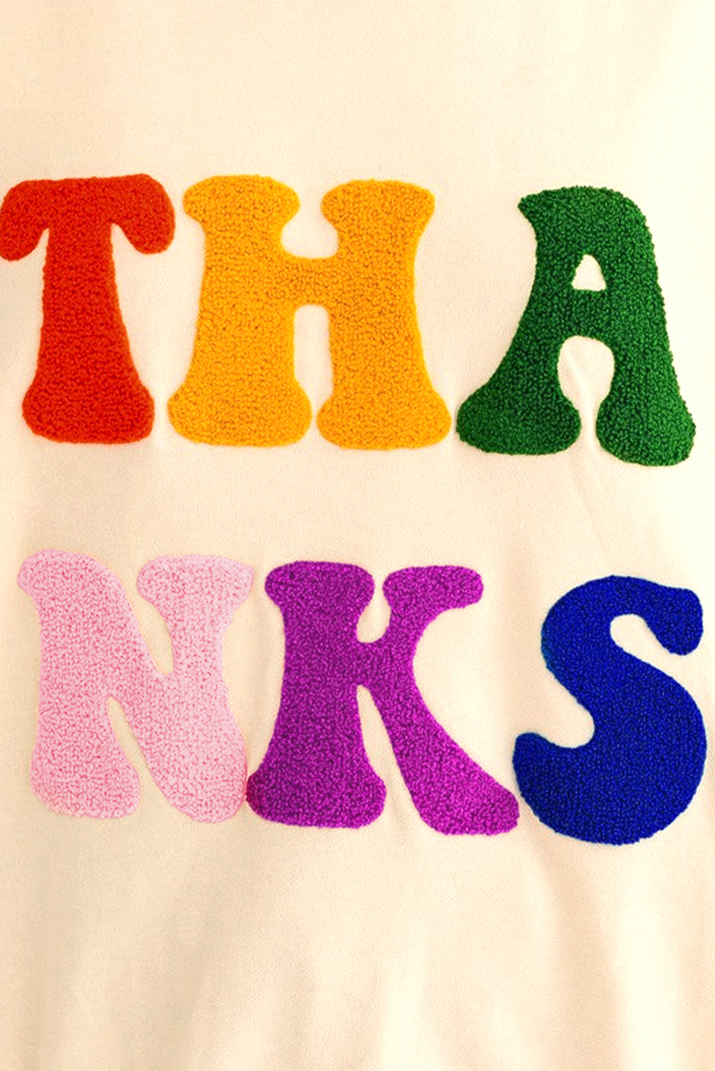LIZAKOSHT  -  THANKS Round Neck Long Sleeve Sweatshirt