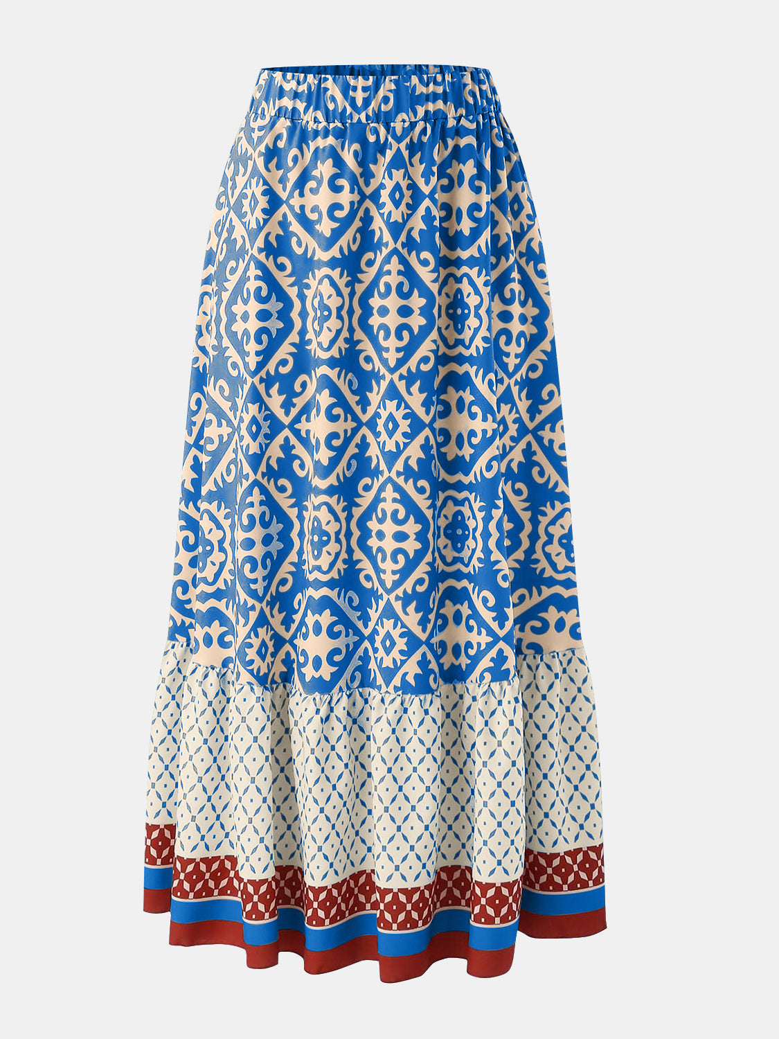 LIZAKOSHT  -  Geometric Elastic Waist Maxi Skirt