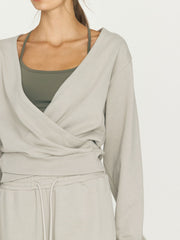 LIZAKOSHT  -  Surplice Long Sleeve Sweatshirt