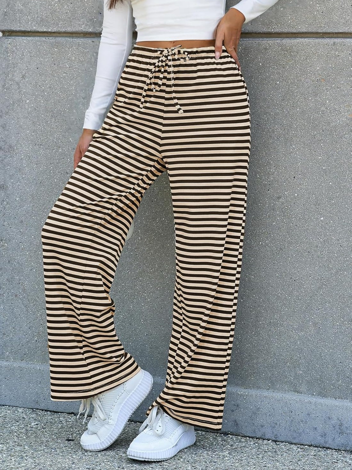 LIZAKOSHT  -  Lovelet Striped Wide Leg Pants