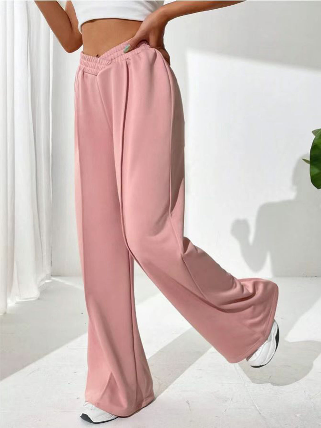 LIZAKOSHT  -  Elastic Waist Wide Leg Pants