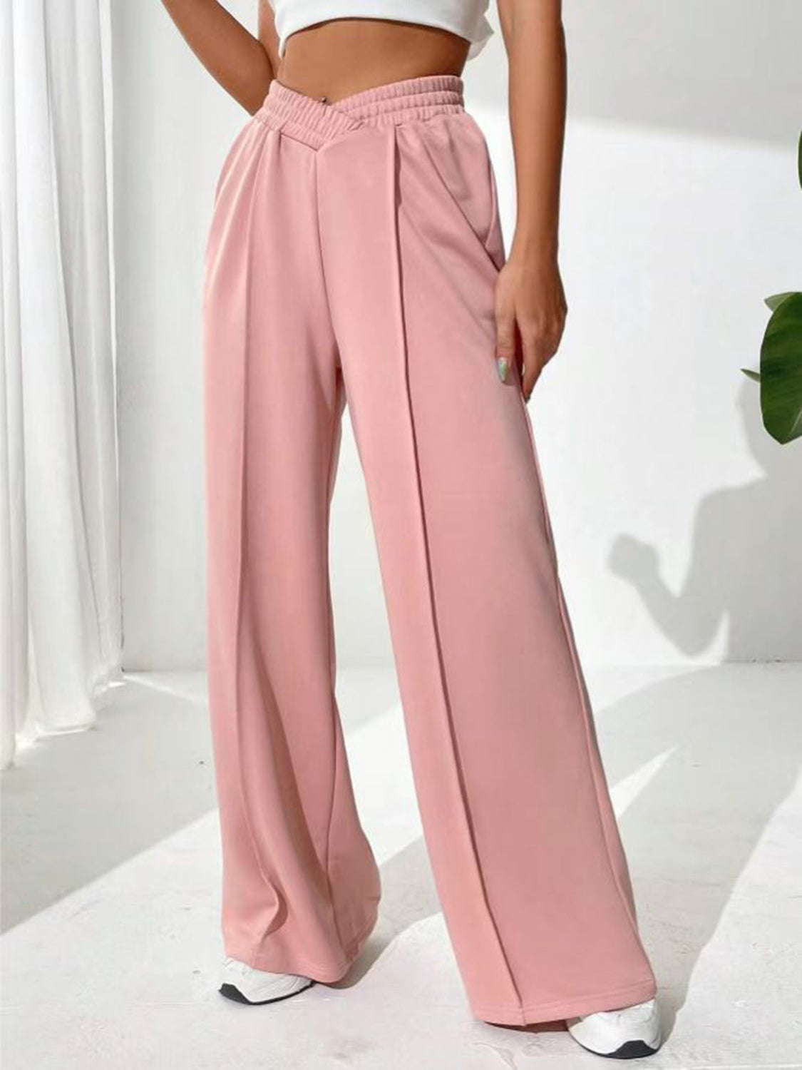 LIZAKOSHT  -  Elastic Waist Wide Leg Pants